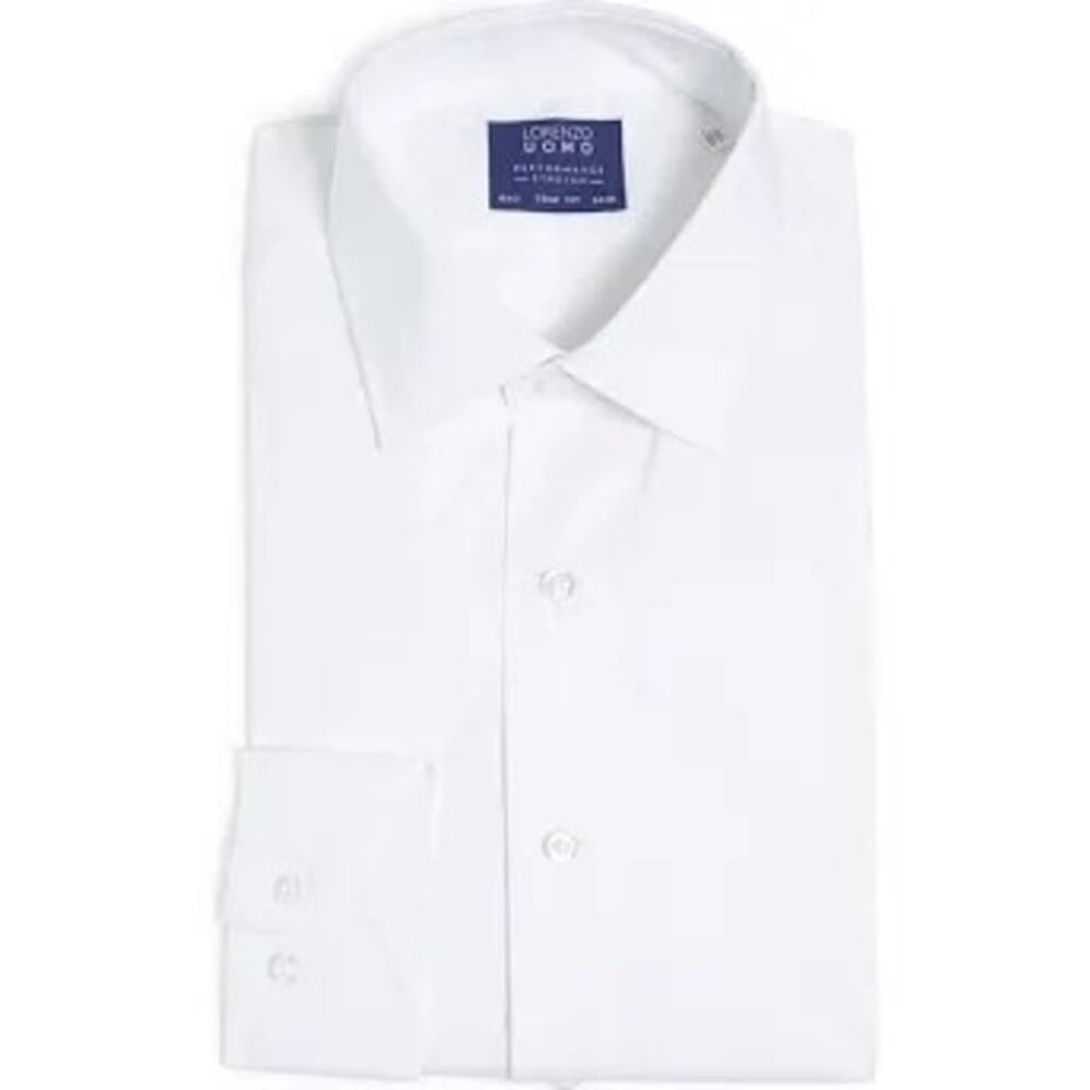 NWOT Lorenzo Uomo Performance Stretch Trim Fit Long Sleeve Button Front Shirt